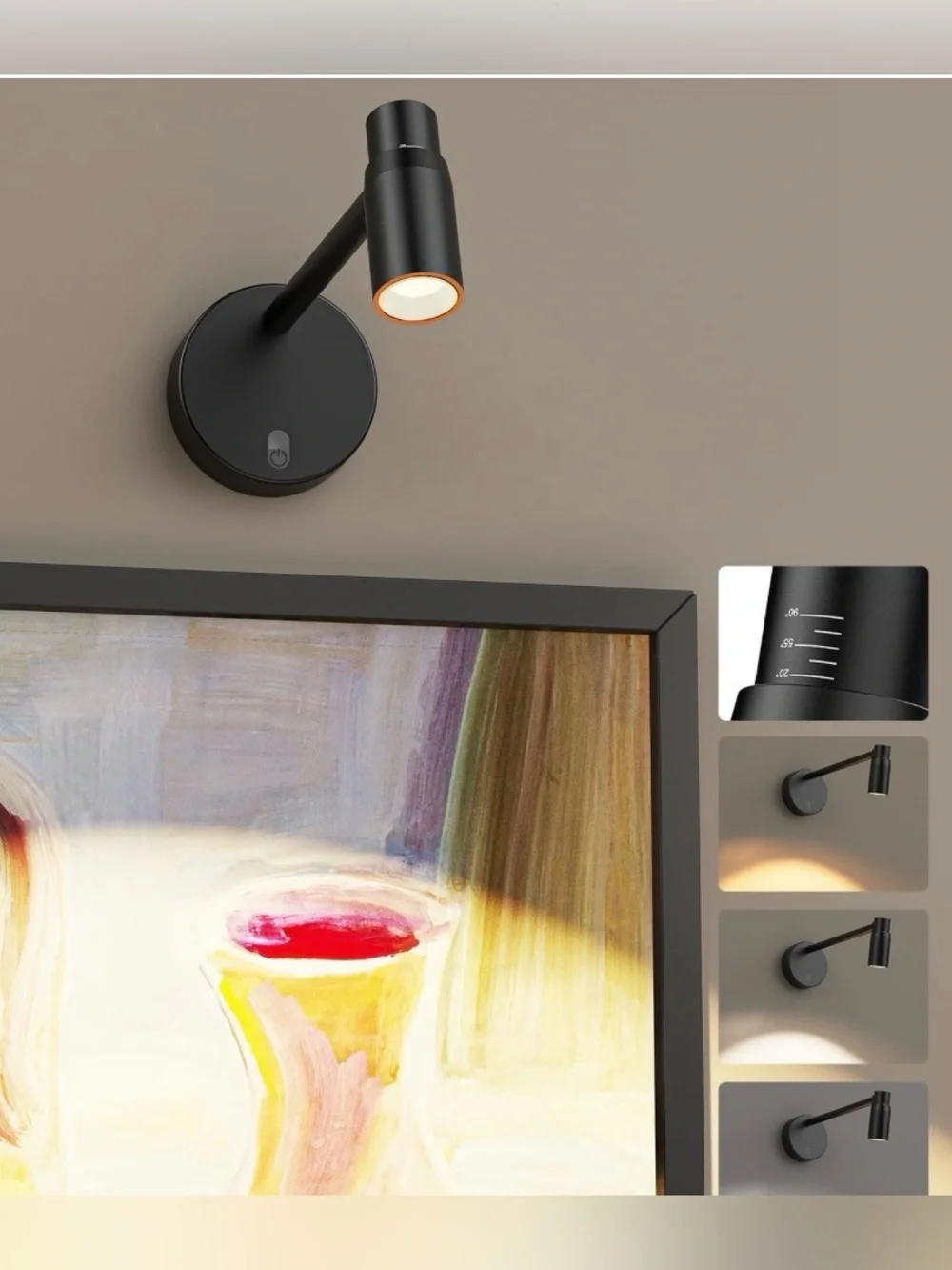 Mural Art Light Zoom Focus & Dimmable Battery-Operated - BLACK